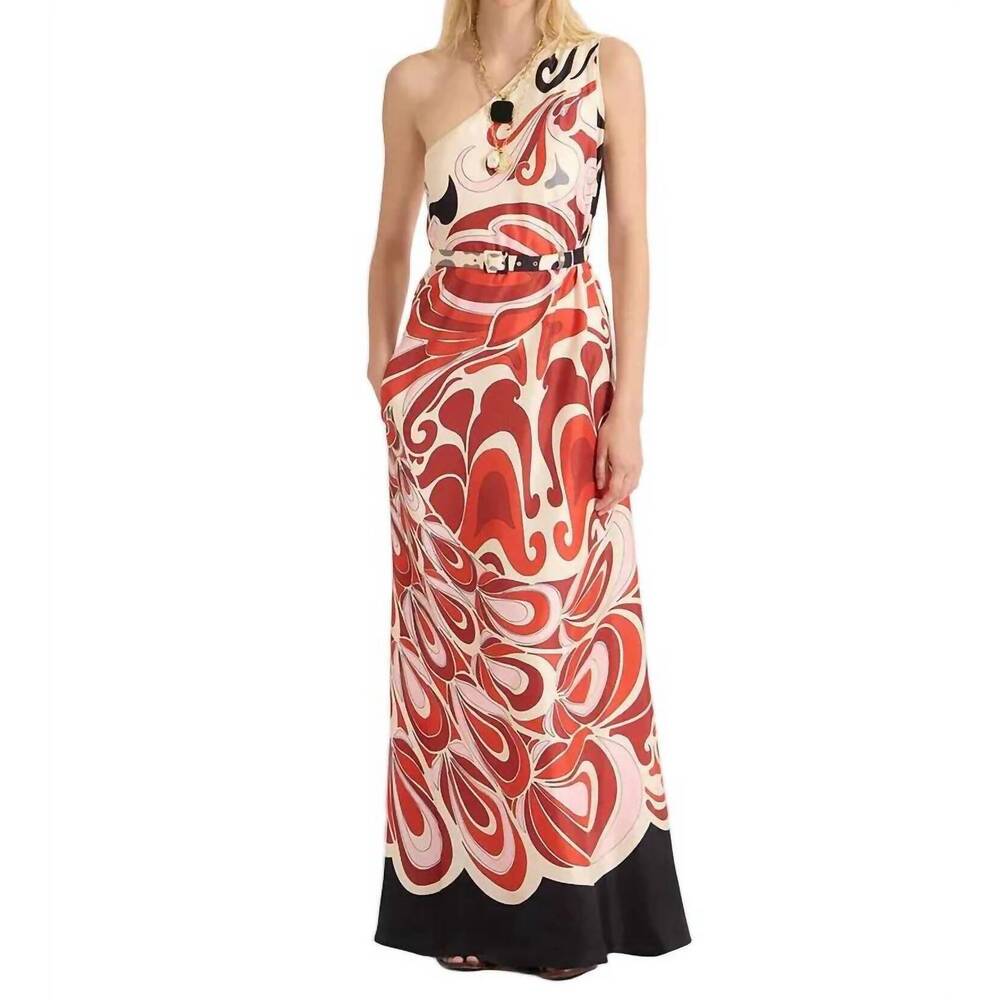 NEW LA DOUBLEJ phoenix placee silk twill roy dress in crimson/ ivory - Picture 1 of 6